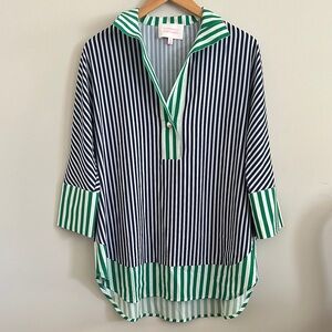 Tuckernuck x Atlantic-Pacific Willow Blouse in Blue and Green Sz XS